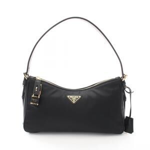 Prada TESSUTOVITELLO Shoulder Bag Nylon Leather Black